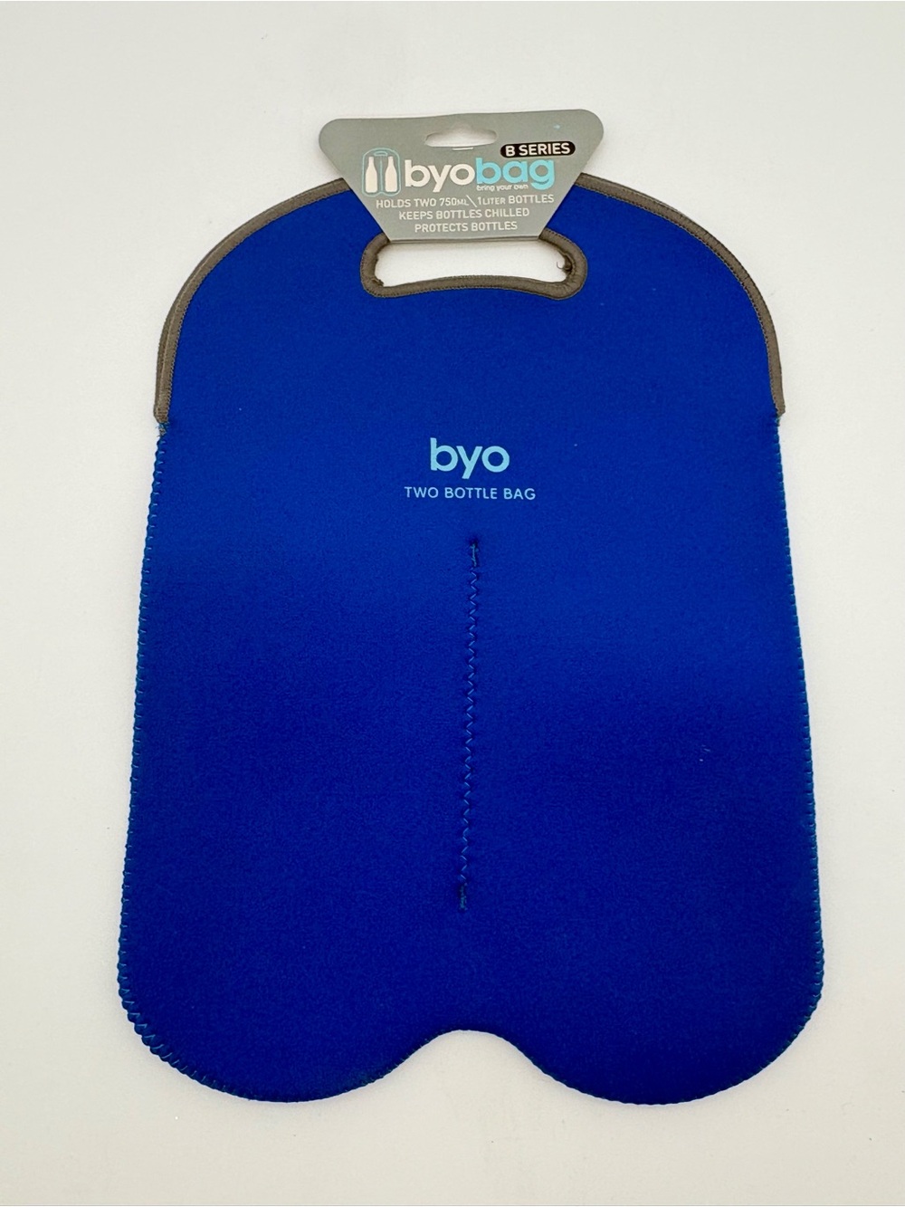 NWT BYO Insulated Neoprene Two Bottle Bag Tote Blue